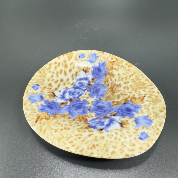 World Of Porcelain By HOM Dish Trinket Plate Spoon Rest Holder Blue Flowers VTG - Picture 8 of 11